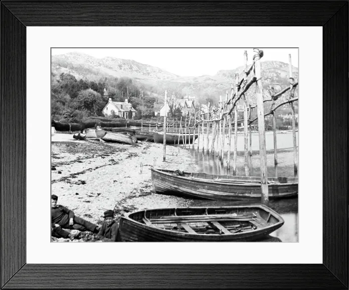 Framed Print : Tighnabruich harbour, Scotland, Victorian period Framed Print : Tighnabruich harbour, Scotland, Victorian period