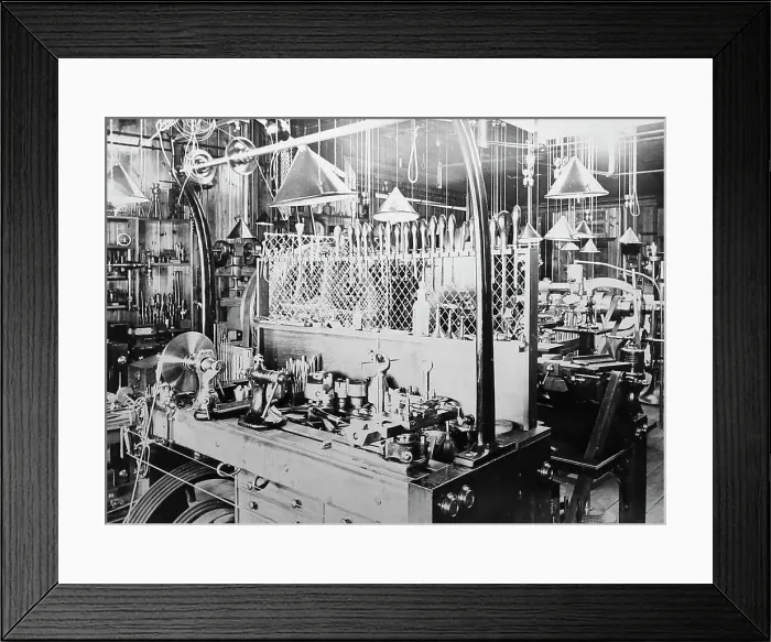 Framed Print : Sir David Solomons workshop, early 1900s Framed Print : Sir David Solomons workshop, early 1900s