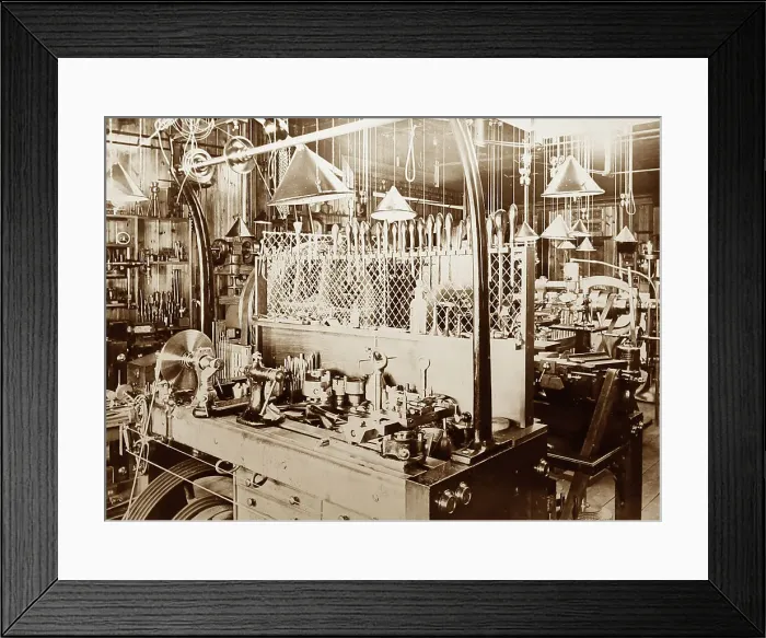 Framed Print : Sir David Solomons workshop, early 1900s Framed Print : Sir David Solomons workshop, early 1900s
