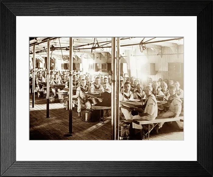 Framed Print : Divisions at meals, Training Ship Exmouth, early 1900s Framed Print : Divisions at meals, Training Ship Exmouth, early 1900s