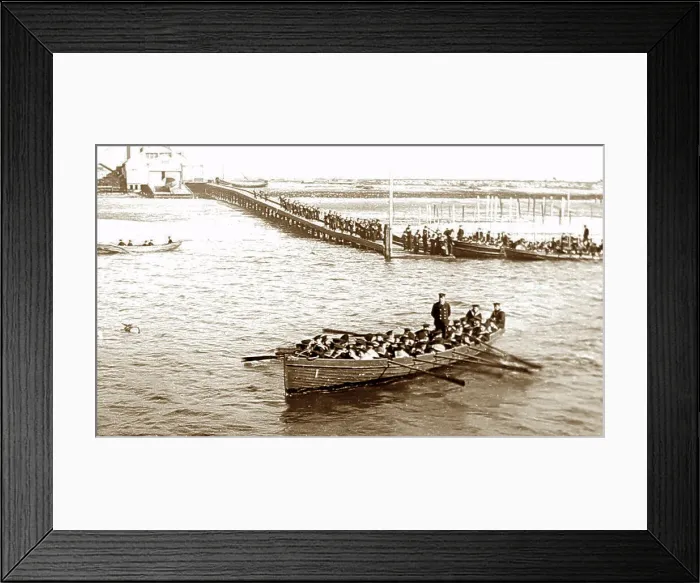 Framed Print : Going ashore, Training Ship Exmouth, early 1900s Framed Print : Going ashore, Training Ship Exmouth, early 1900s