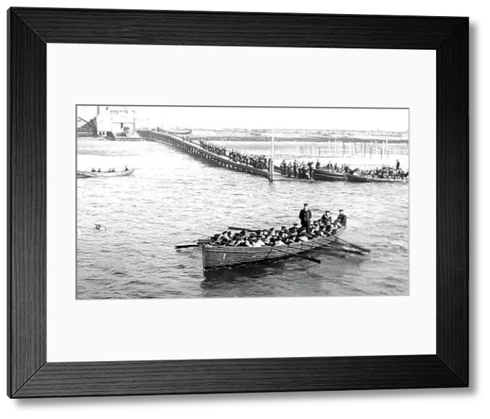 Framed Print : Going ashore, Training Ship Exmouth, early 1900s Framed Print : Going ashore, Training Ship Exmouth, early 1900s