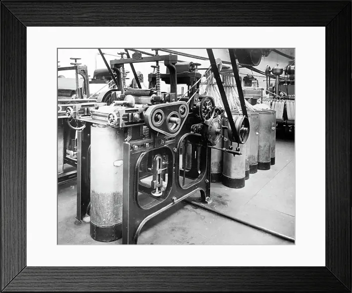 Framed Print : Levelling machine in a woollen mill in Bradford Framed Print : Levelling machine in a woollen mill in Bradford