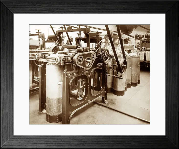Framed Print : Levelling machine in a woollen mill in Bradford Framed Print : Levelling machine in a woollen mill in Bradford