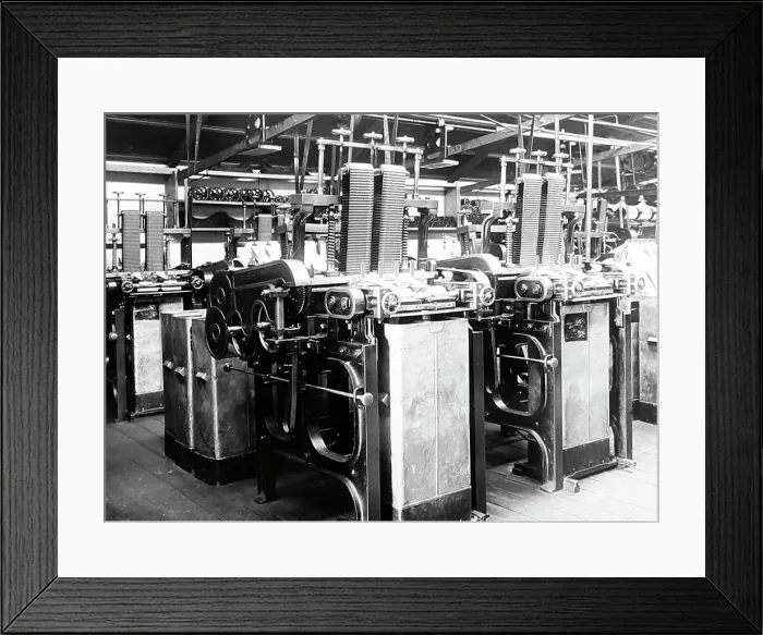 Framed Print : Can Gill machines in a woollen mill in Bradford Framed Print : Can Gill machines in a woollen mill in Bradford