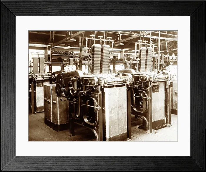 Framed Print : Can Gill machines in a woollen mill in Bradford Framed Print : Can Gill machines in a woollen mill in Bradford