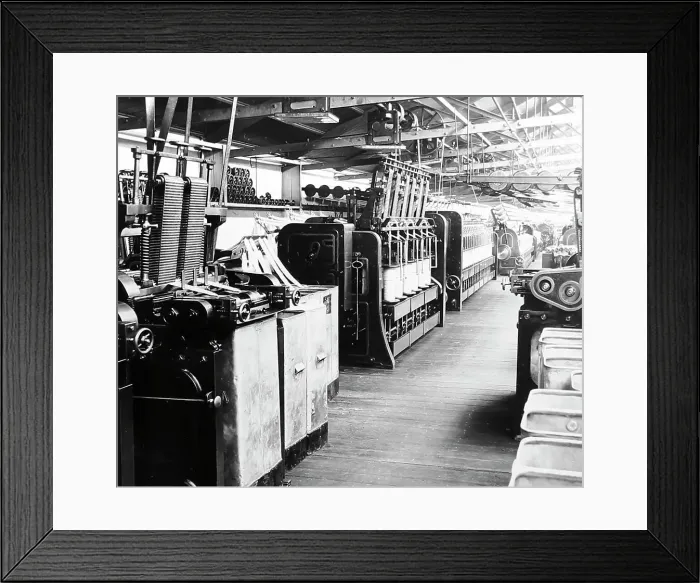 Framed Print : Cone reducing machines in a woollen mill in Bradford Framed Print : Cone reducing machines in a woollen mill in Bradford