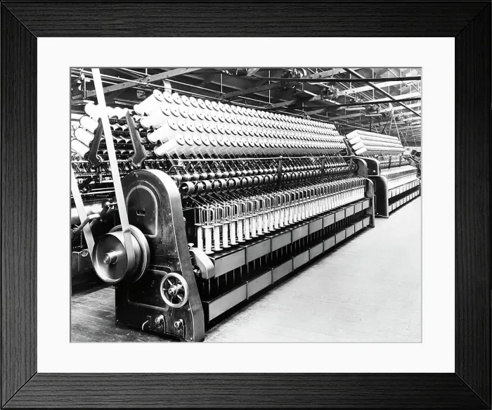 Framed Print : Cone Roving machines in a woollen mill in Bradford Framed Print : Cone Roving machines in a woollen mill in Bradford