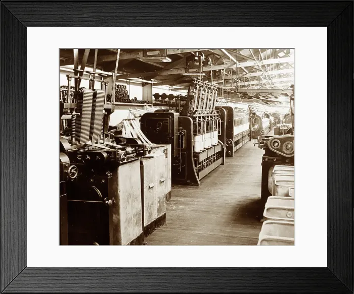 Framed Print : Cone reducing machines in a woollen mill in Bradford Framed Print : Cone reducing machines in a woollen mill in Bradford