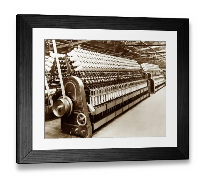 Framed Print : Cone Roving machines in a woollen mill in Bradford Framed Print : Cone Roving machines in a woollen mill in Bradford