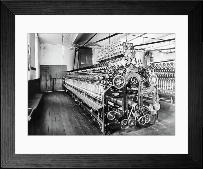 Framed Print : Cap Spinning Frame in a woollen mill in Bradford Framed Print : Cap Spinning Frame in a woollen mill in Bradford