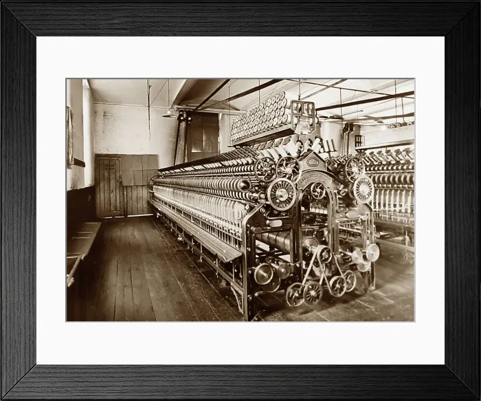 Framed Print : Cap Spinning Frame in a woollen mill in Bradford Framed Print : Cap Spinning Frame in a woollen mill in Bradford