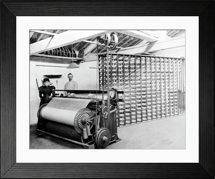 Framed Print : Beaming machine in a woollen mill in Bradford Framed Print : Beaming machine in a woollen mill in Bradford