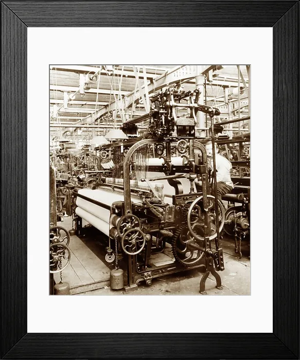Framed Print : Box loom in a woollen mill in Bradford Framed Print : Box loom in a woollen mill in Bradford