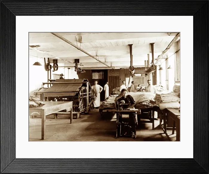 Framed Print : Piece room in a woollen mill in Bradford Framed Print : Piece room in a woollen mill in Bradford