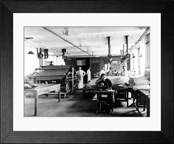 Framed Print : Piece room in a woollen mill in Bradford Framed Print : Piece room in a woollen mill in Bradford