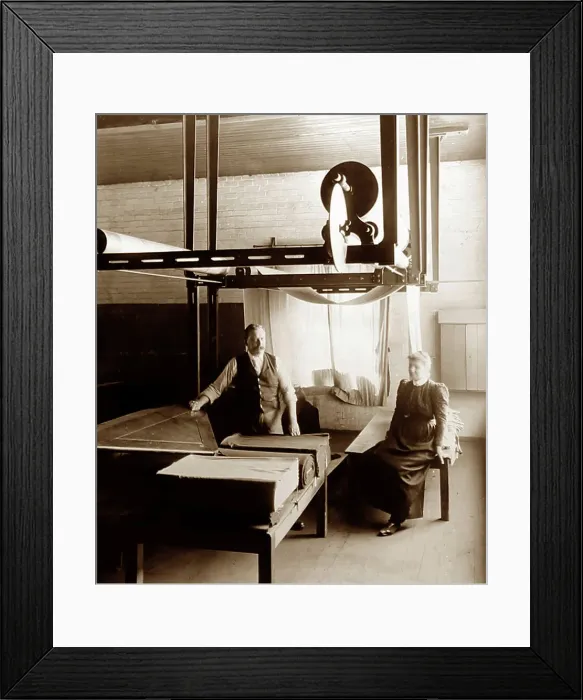 Framed Print : Perching and measuring cloth in a woollen mill in Bradford Framed Print : Perching and measuring cloth in a woollen mill in Bradford