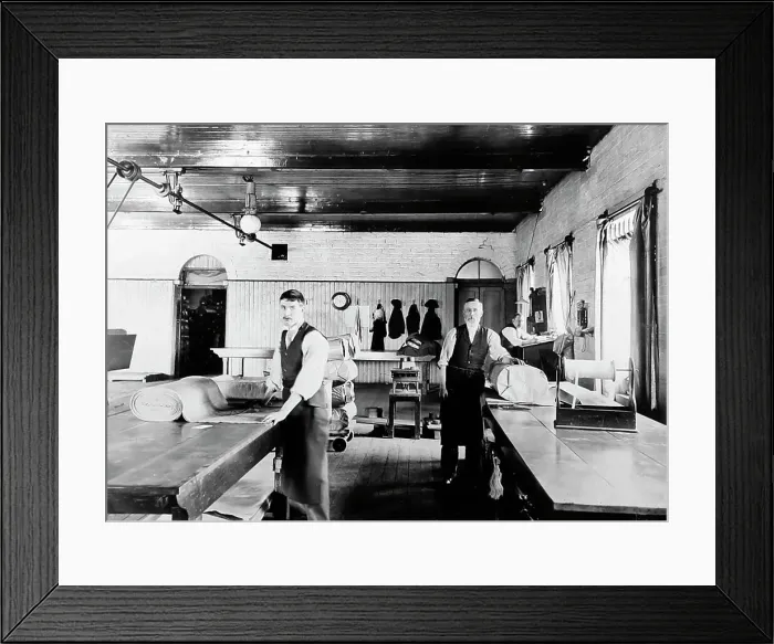 Framed Print : Making up cloth in a woollen mill in Bradford Framed Print : Making up cloth in a woollen mill in Bradford