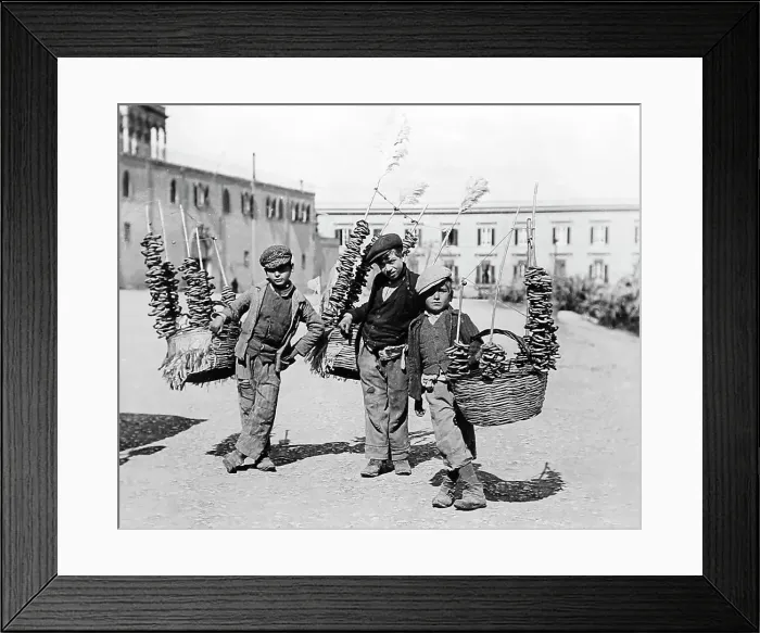 Framed Print : Boys selling bread, Palermo, Sicily, Italy, early 1900s Framed Print : Boys selling bread, Palermo, Sicily, Italy, early 1900s