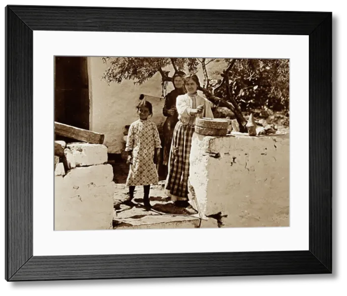 Framed Print : Grinding corn, Isle of Patmos, Greece, early 1900s Framed Print : Grinding corn, Isle of Patmos, Greece, early 1900s