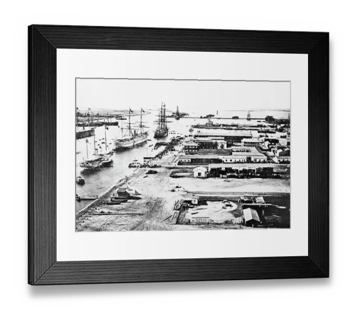 Framed Print : Suez Canal at Port Said, Egypt, Victorian period Framed Print : Suez Canal at Port Said, Egypt, Victorian period