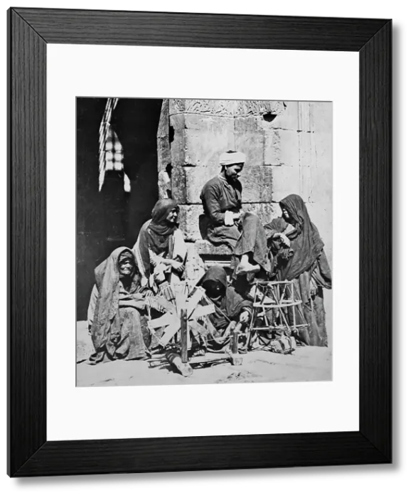 Framed Print : Spinning wool, Egypt, Victorian period Framed Print : Spinning wool, Egypt, Victorian period