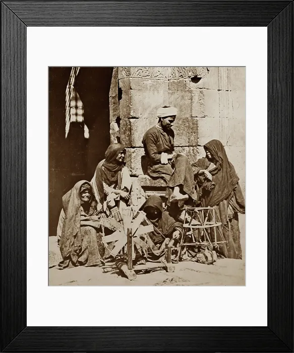 Framed Print : Spinning wool, Egypt, Victorian period Framed Print : Spinning wool, Egypt, Victorian period