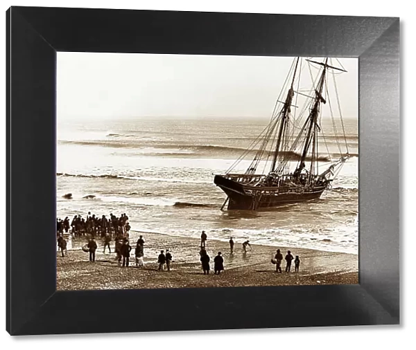 Stranded sailing ship, Aberdeen, Victorian period