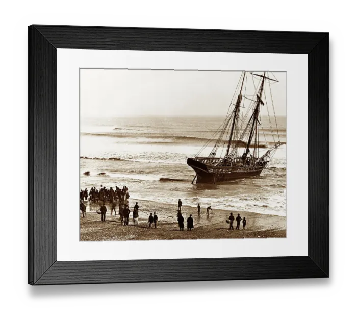 Framed Print : Stranded sailing ship, Aberdeen, Victorian period Framed Print : Stranded sailing ship, Aberdeen, Victorian period