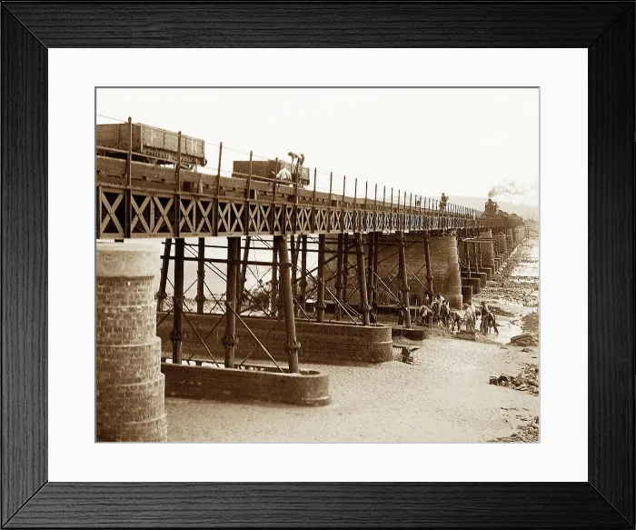 Framed Print : Railway bridge over the River Kent, Arnside, early 1900s Framed Print : Railway bridge over the River Kent, Arnside, early 1900s