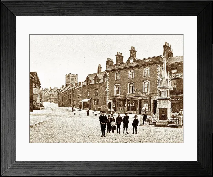 Framed Print : Ashbourne Market Place, Victorian period Framed Print : Ashbourne Market Place, Victorian period