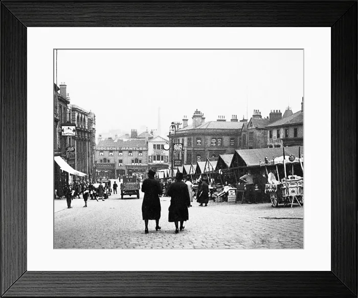 Framed Print : Market Hill, Barnsley, early 1900s Framed Print : Market Hill, Barnsley, early 1900s
