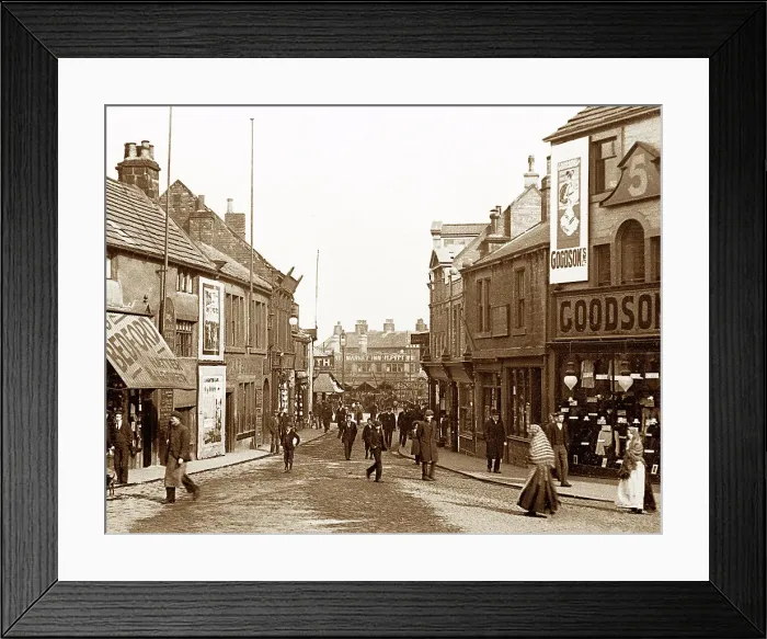 Framed Print : Queen Street, Barnsley, early 1900s Framed Print : Queen Street, Barnsley, early 1900s