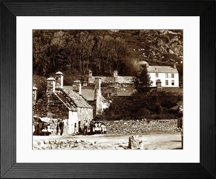 Framed Print : Cottages at Barmouth, Victorian period Framed Print : Cottages at Barmouth, Victorian period