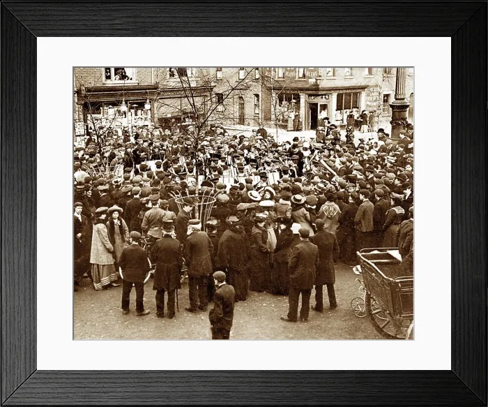 Framed Print : Beverley Market Day Brass Band Victorian period Framed Print : Beverley Market Day Brass Band Victorian period