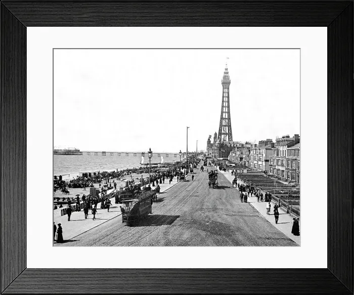 Framed Print : Blackpool Tower Pier and Tram Victorian period Framed Print : Blackpool Tower Pier and Tram Victorian period
