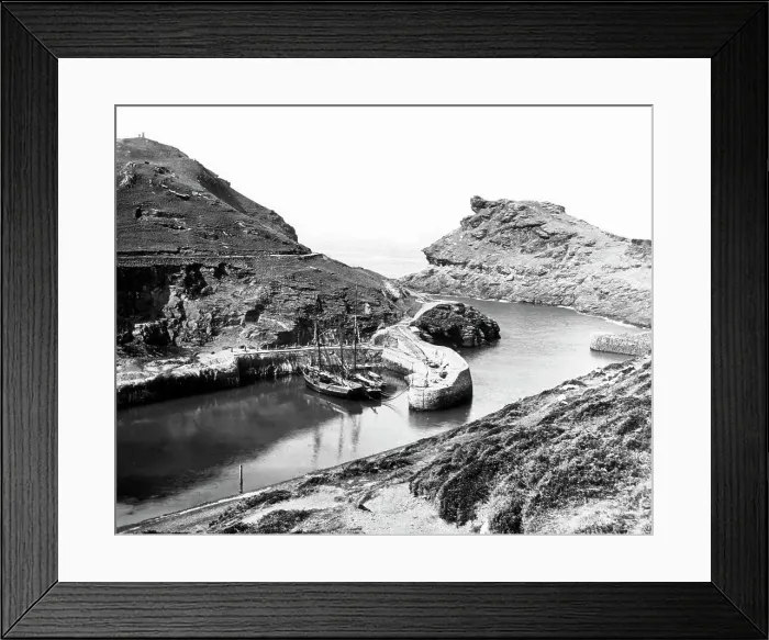Framed Print : Boscastle Harbour, Cornwall, Victorian period Framed Print : Boscastle Harbour, Cornwall, Victorian period