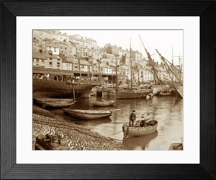 Framed Print : Brixham Harbour, Victorian period Framed Print : Brixham Harbour, Victorian period
