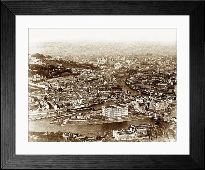 Framed Print : Aerial view of Bristol, early 1900s Framed Print : Aerial view of Bristol, early 1900s
