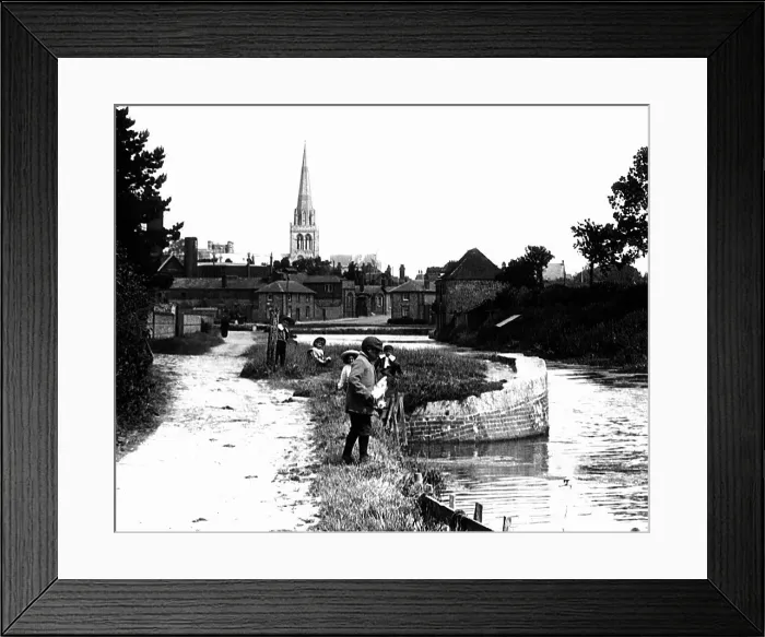 Framed Print : Children by the river in Chichester, Victorian period Framed Print : Children by the river in Chichester, Victorian period