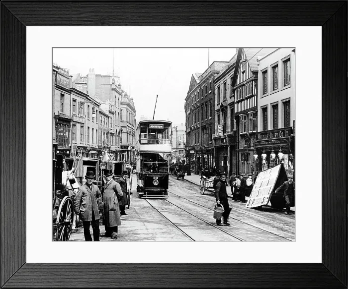 Framed Print : Derby Cornmarket Edwardian period Framed Print : Derby Cornmarket Edwardian period