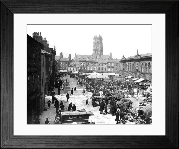 Framed Print : Doncaster Market Place Victorian period Framed Print : Doncaster Market Place Victorian period