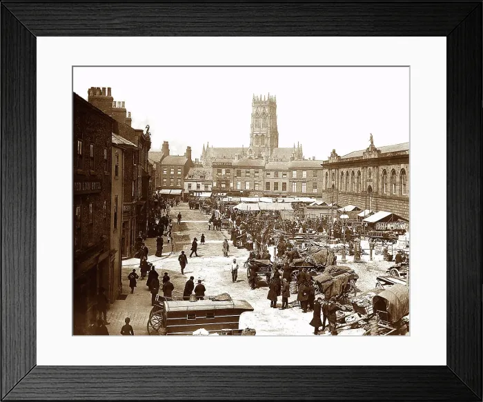 Framed Print : Doncaster Market Place, Victorian period Framed Print : Doncaster Market Place, Victorian period