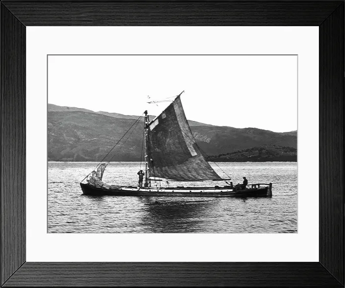 Framed Print : Sailing barge on Loch Lomond, Victorian period Framed Print : Sailing barge on Loch Lomond, Victorian period