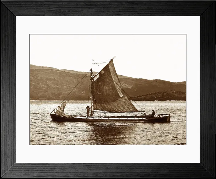 Framed Print : Sailing barge on Loch Lomond, Victorian period Framed Print : Sailing barge on Loch Lomond, Victorian period