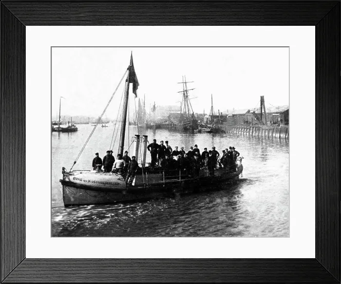 Framed Print : Harwich Harbour - Trial of first steam lifeboat in 1889 Framed Print : Harwich Harbour - Trial of first steam lifeboat in 1889