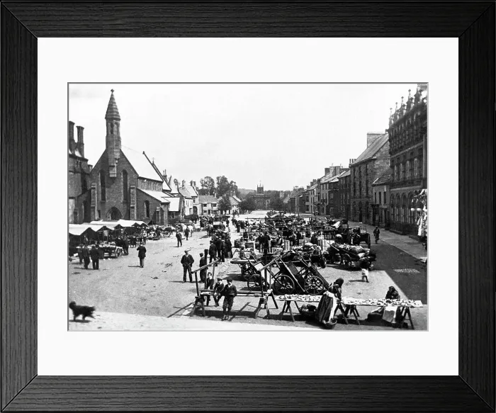 Framed Print : Market Place, Bishop Auckland early 1900's Framed Print : Market Place, Bishop Auckland early 1900's