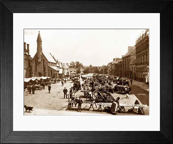Framed Print : Bishop Auckland Market Place early 1900s Framed Print : Bishop Auckland Market Place early 1900s