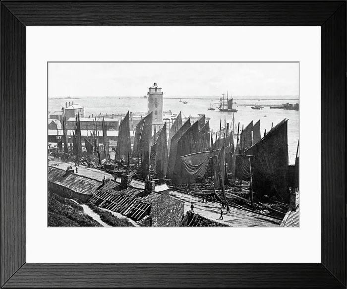 Framed Print : Trawler Fleet - North Shields Docks Victorian period Framed Print : Trawler Fleet - North Shields Docks Victorian period