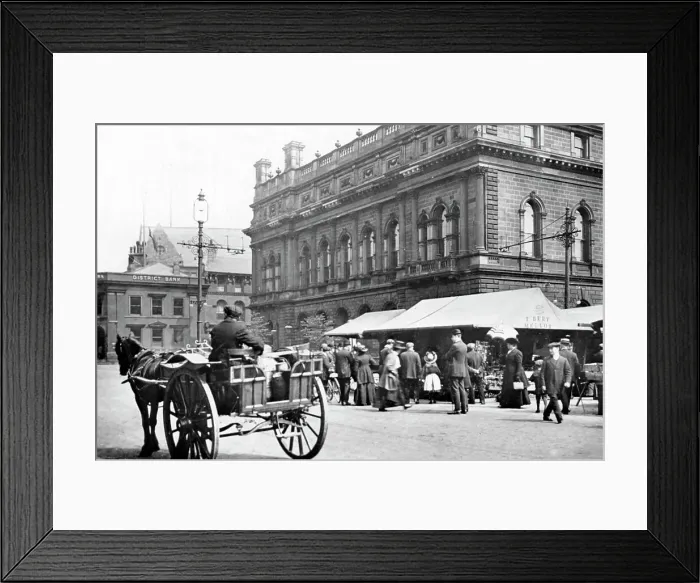 Framed Print : Market Place, Blackburn early 1900's Framed Print : Market Place, Blackburn early 1900's